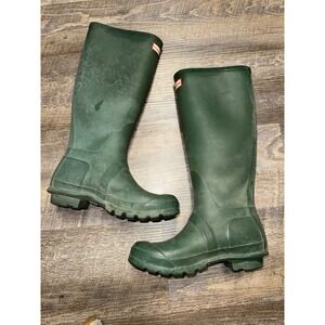 Hunter Womens Original Tall Rain Boots Matte Green Waterproof Size US 7 EU 38